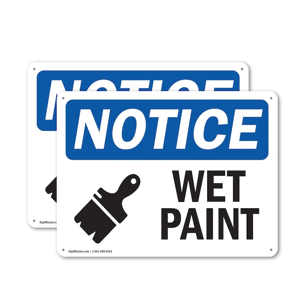 Signmission Wet Paint, 10 in W x Rectangle, Plastic OS-2PACK-NS-P-710-L-19035 - main